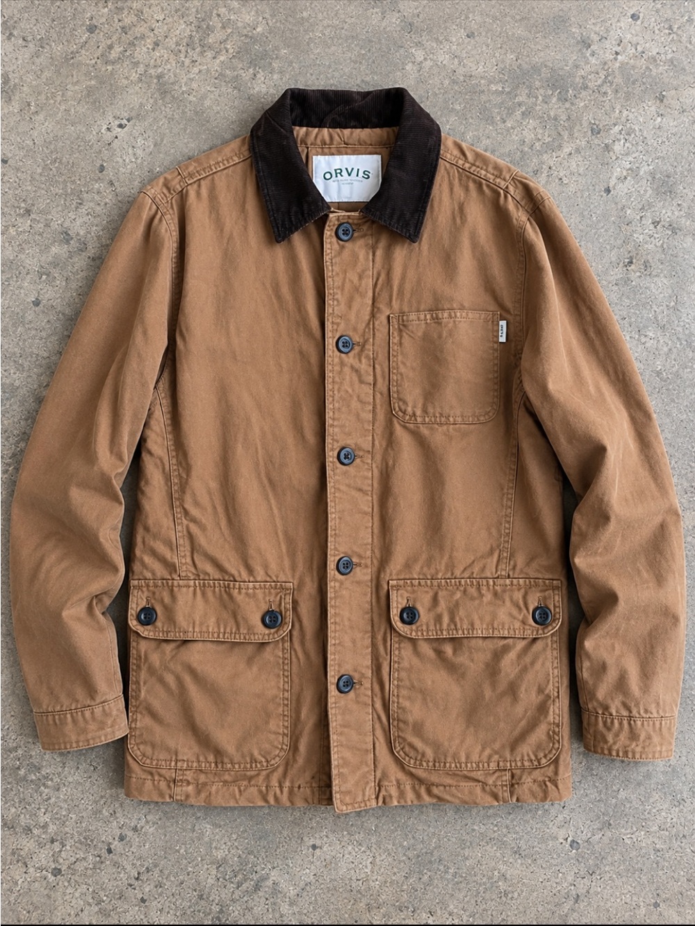 Orvis Chore Barn Jacket Men Medium Brown Cotton Corduroy Collar Lined Streetwear